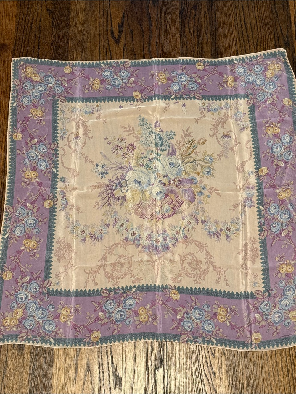 Liz Claiborne Lavender Floral Silk Scarf
